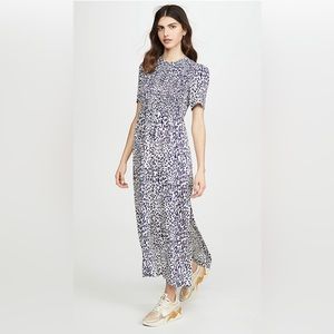BAUM S/S SMOCKED LEOPARD ADAMARIS MIDI DRESS LEOPARD SIZE 36 (S)